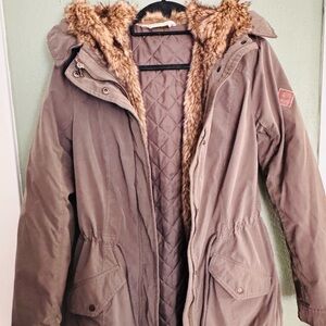 Hollister Olive Green Fur Trim Jacket